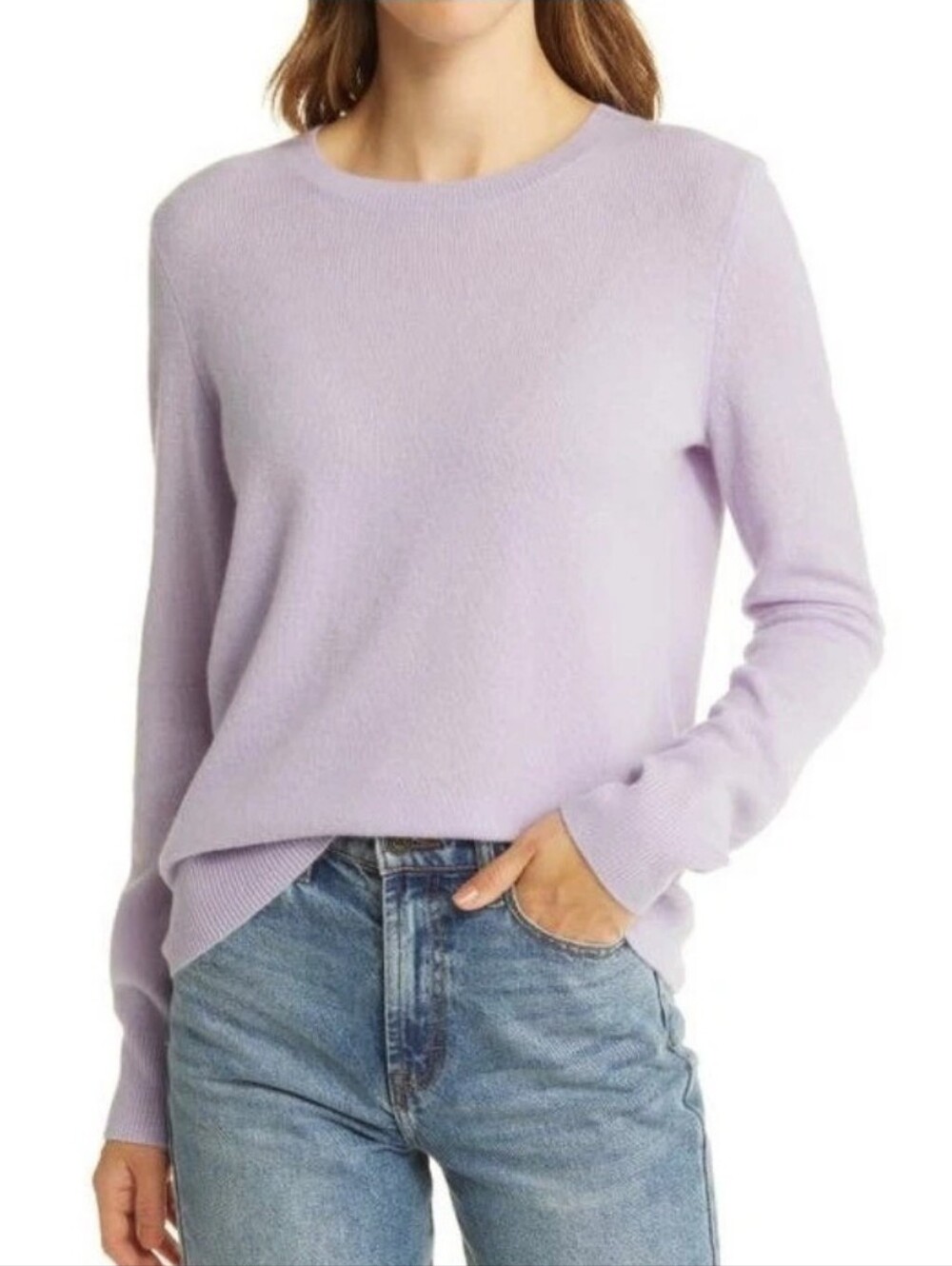 C By Bloomingdales 100% 2-Ply Cashmere Crew Neck Sweater Small New Serenity Blue